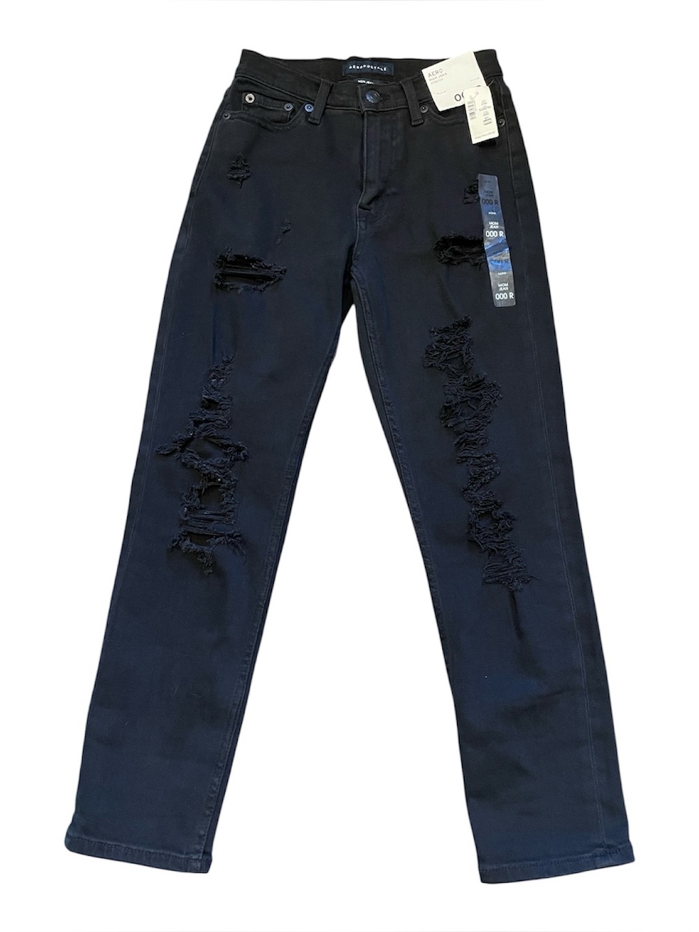 Aeropostale Mom Jeans Black Distressed Sz 000R